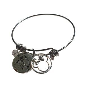 Minnie Mouse Rhinestone Charm Bracelet Stainless Steel Adjustable Bangle Crystal